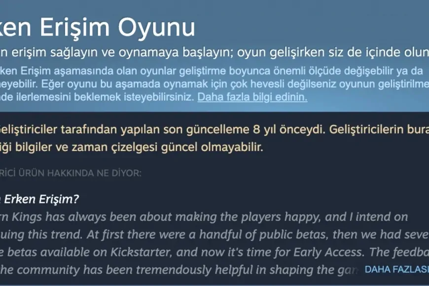 Steam'den Yeni Özellik: Erken Erişim Oyunları İçin Güncelleme Uyarısı