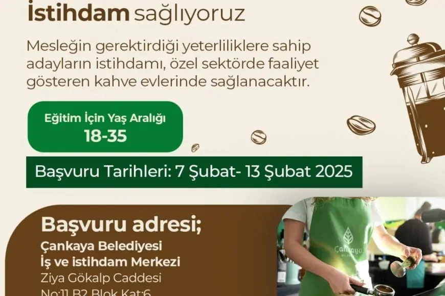 Çankaya Belediyesi'nden İstihdam Garantili Barista Eğitimi