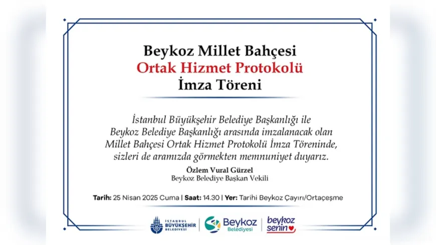 İBB ile Beykoz Belediyesi arasında Millet Bahçesi için ortak protokol imzalanacak