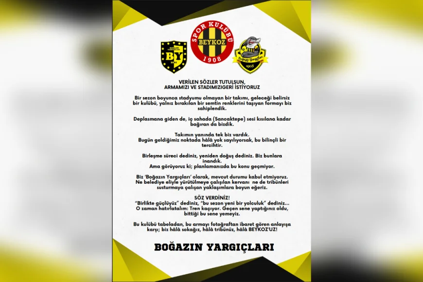 Beykoz 1908 Taraftarından Sert Çıkış: ‘Armayı Unutanları Biz de Unutacağız!’