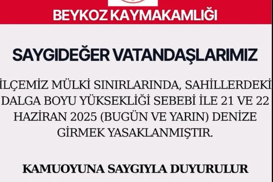 Beykoz’da Fırtına Alarmı: 2 Gün Boyunca Denize Girmek Yasaklandı!