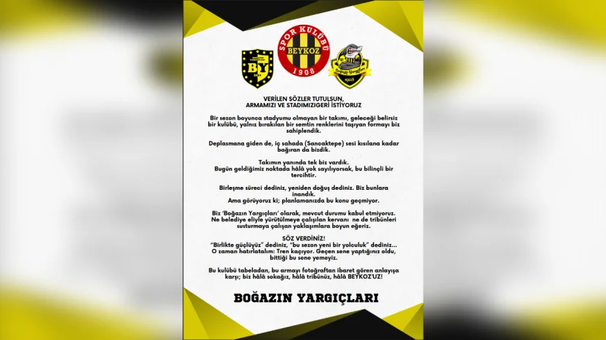 Beykoz 1908 Taraftarından Sert Çıkış: ‘Armayı Unutanları Biz de Unutacağız!’