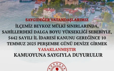Beykoz'da şiddetli dalga nedeniyle 10 Temmuz'da denize girmek yasaklandı