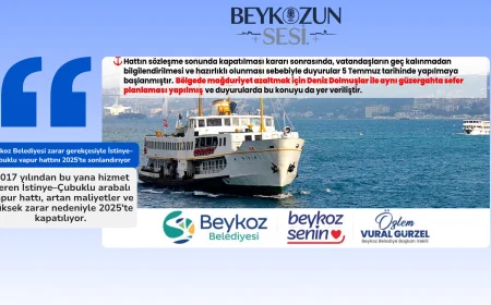 Beykoz Belediyesi zarar gerekçesiyle İstinye–Çubuklu vapur hattını 2025'te sonlandırıyor