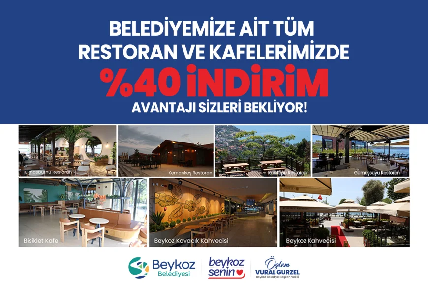 Beykoz Belediyesi restoran ve kafelerinde Beykozkart indirim oranı yüzde 40’a yükseltildi