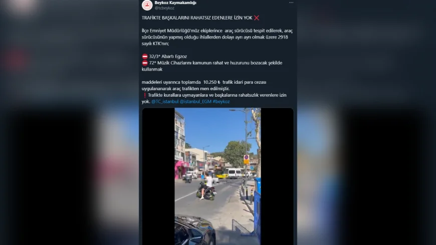 Beykoz'da abartı egzoz ve yüksek ses nedeniyle araca 10 bin 250 TL ceza kesildi