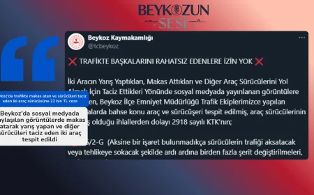 Beykoz’da trafikte makas atan ve sürücüleri taciz eden iki araç sürücüsüne 22 bin TL ceza