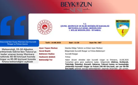 Meteoroloji’den Kuzey Marmara İçin Kuvvetli Rüzgar ve Fırtına Uyarısı