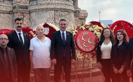 MHP İstanbul İl Başkanlığı Taksim’de 30 Ağustos Zafer Bayramı’nı çelenk töreniyle kutladı