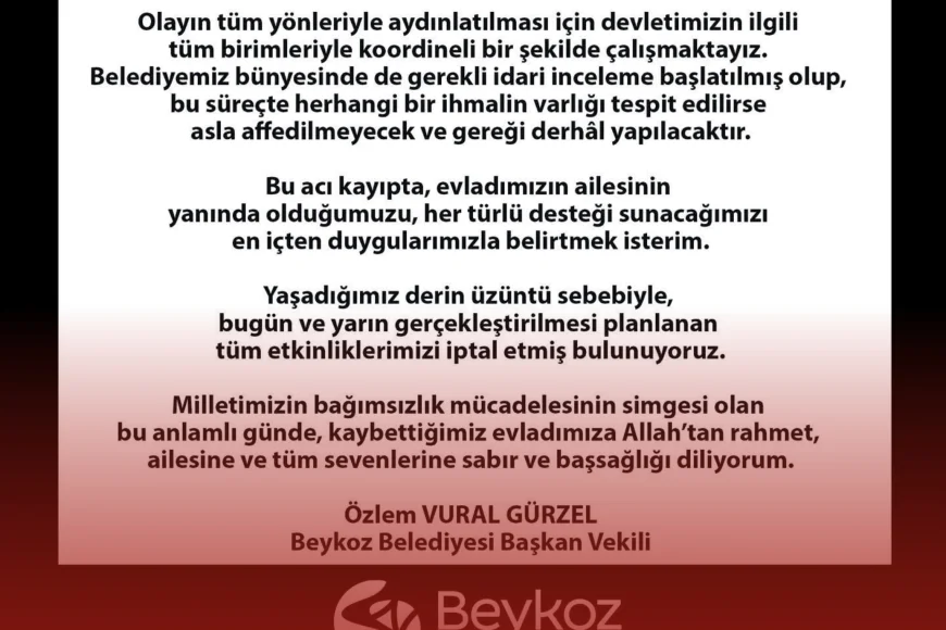 Beykoz Belediyesi, 30 Ağustos Zafer Bayramı etkinliklerinde yaşanan kaza sonrası tüm programları iptal etti