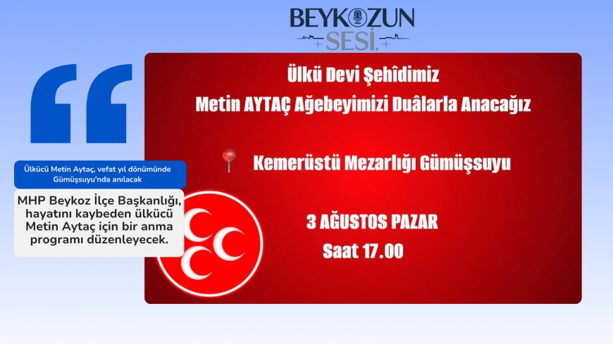 Ülkücü Metin Aytaç, vefat yıl dönümünde Gümüşsuyu’nda anılacak