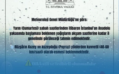 İstanbul Valiliği’nden kuvvetli yağış ve poyraz uyarısı: Yarın sabah Anadolu Yakası’nda başlayacak