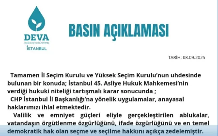 DEVA İstanbul İl Başkanı Ali Hakan Ağaoğlu: "Demokrasi ve hukuk devleti ilkeleri her geçen gün daha fazla yara alıyor"