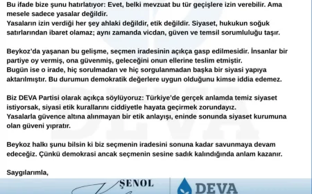 DEVA Partisi Beykoz İlçe Başkanı Şenol Korkmaz: "Seçmenin iradesi gasp edilmiştir"