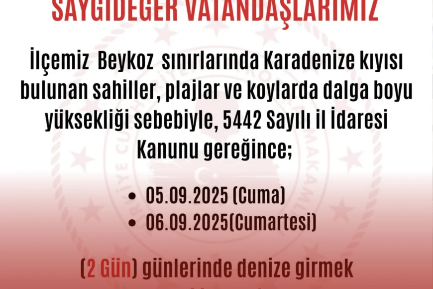 Beykoz’da Karadeniz kıyılarında iki gün boyunca denize girmek yasaklandı