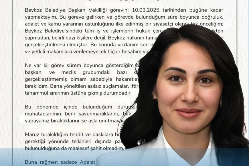 Beykoz Belediye Başkan Vekili Özlem Vural Gürzel istifa ettiğini açıkladı