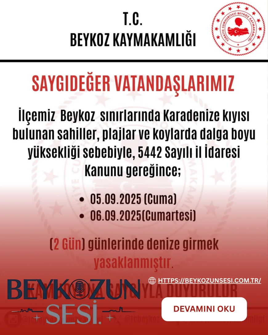 Beykoz’da Karadeniz kıyılarında iki gün boyunca denize girmek yasaklandı