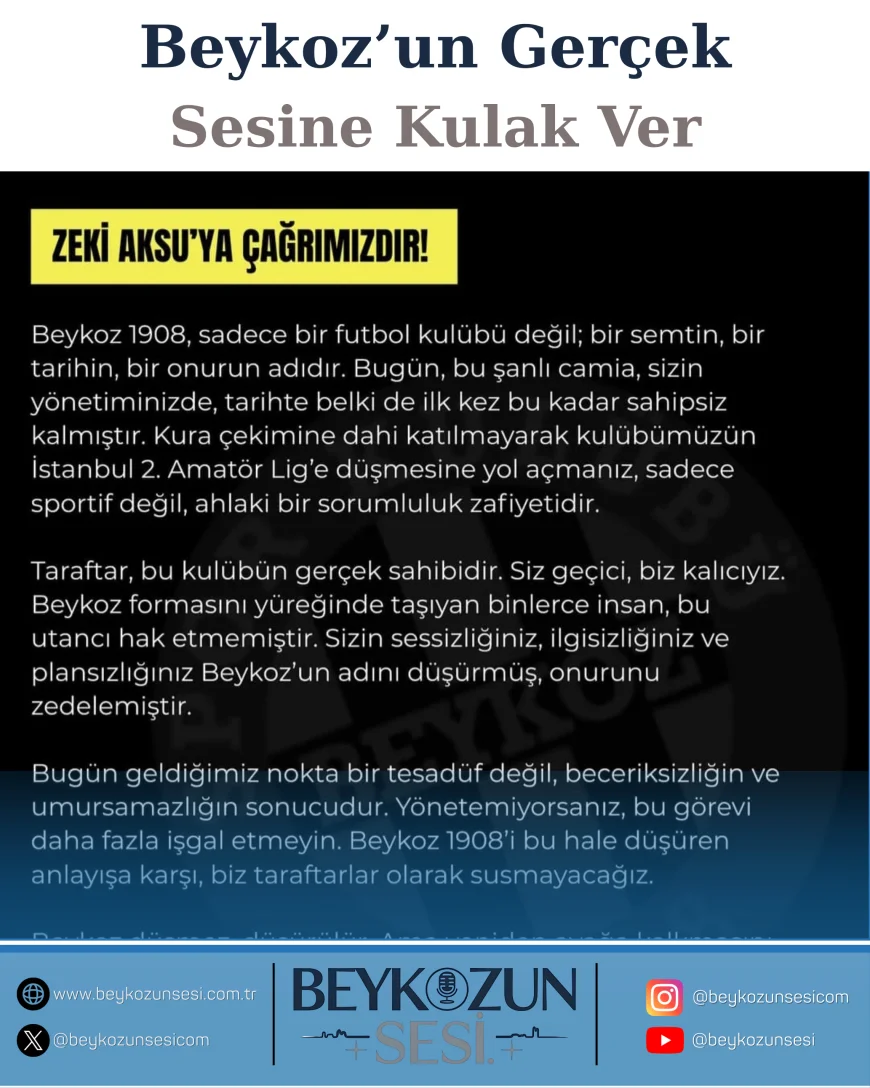 Boğazın Yargıçları’ndan Beykoz 1908 yönetimine sert tepki: “Kura çekimine katılmadınız, kulübü düşürdünüz”