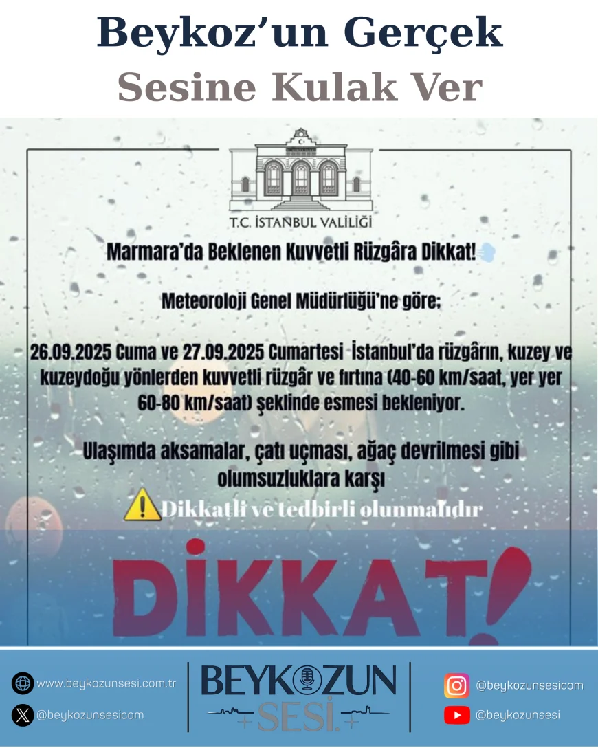 İstanbul’da 26-27 Eylül’de fırtına uyarısı, çatı uçması ve ağaç devrilmesi riski