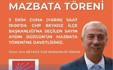 CHP Beykoz İlçe Başkanlığı’na seçilen Aydın Düzgün için mazbata töreni düzenlenecek