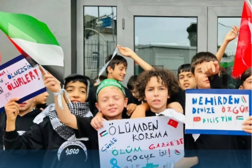 Beykoz’da öğrenciler Filistin için tek yürek oldu: Minik yüreklerden Gazze’ye anlamlı dayanışma mesajı