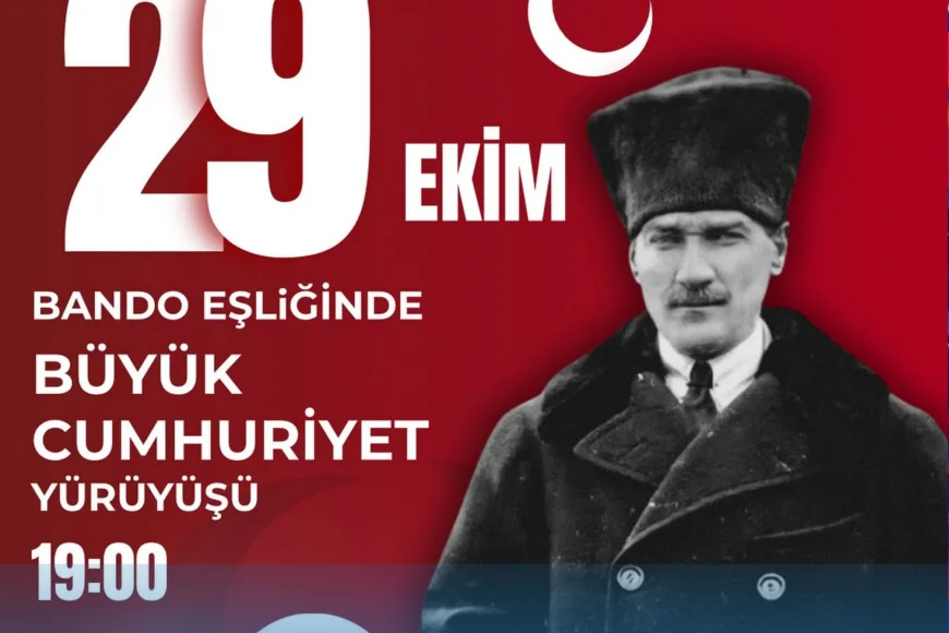 Invitation from CHP Beykoz District Presidency to the "Great Republic March" Accompanied by a Band on October 29