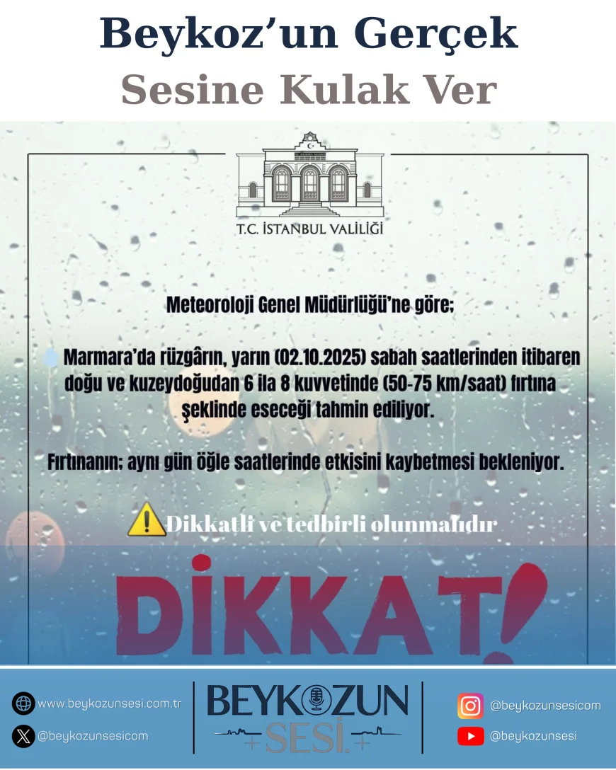 Marmara’da 2 Ekim’de fırtına uyarısı, sabah saatlerinde 75 km hıza ulaşması bekleniyor