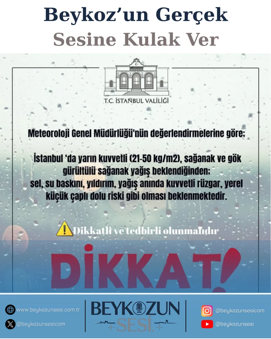İstanbul’da Kuvvetli Sağanak Uyarısı: Sel, Su Baskını ve Dolu Riski Nedeniyle Dikkat Çağrısı