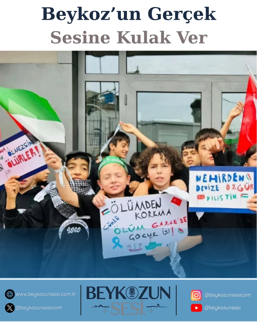 Beykoz’da öğrenciler Filistin için tek yürek oldu: Minik yüreklerden Gazze’ye anlamlı dayanışma mesajı
