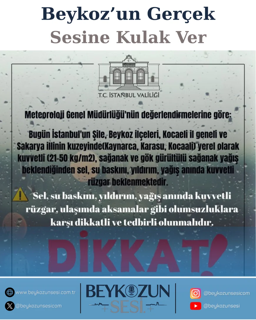 İstanbul Valiliği’nden Şiddetli Yağış ve Fırtına Uyarısı: Sel ve Su Baskınlarına Karşı Dikkat Çağrısı