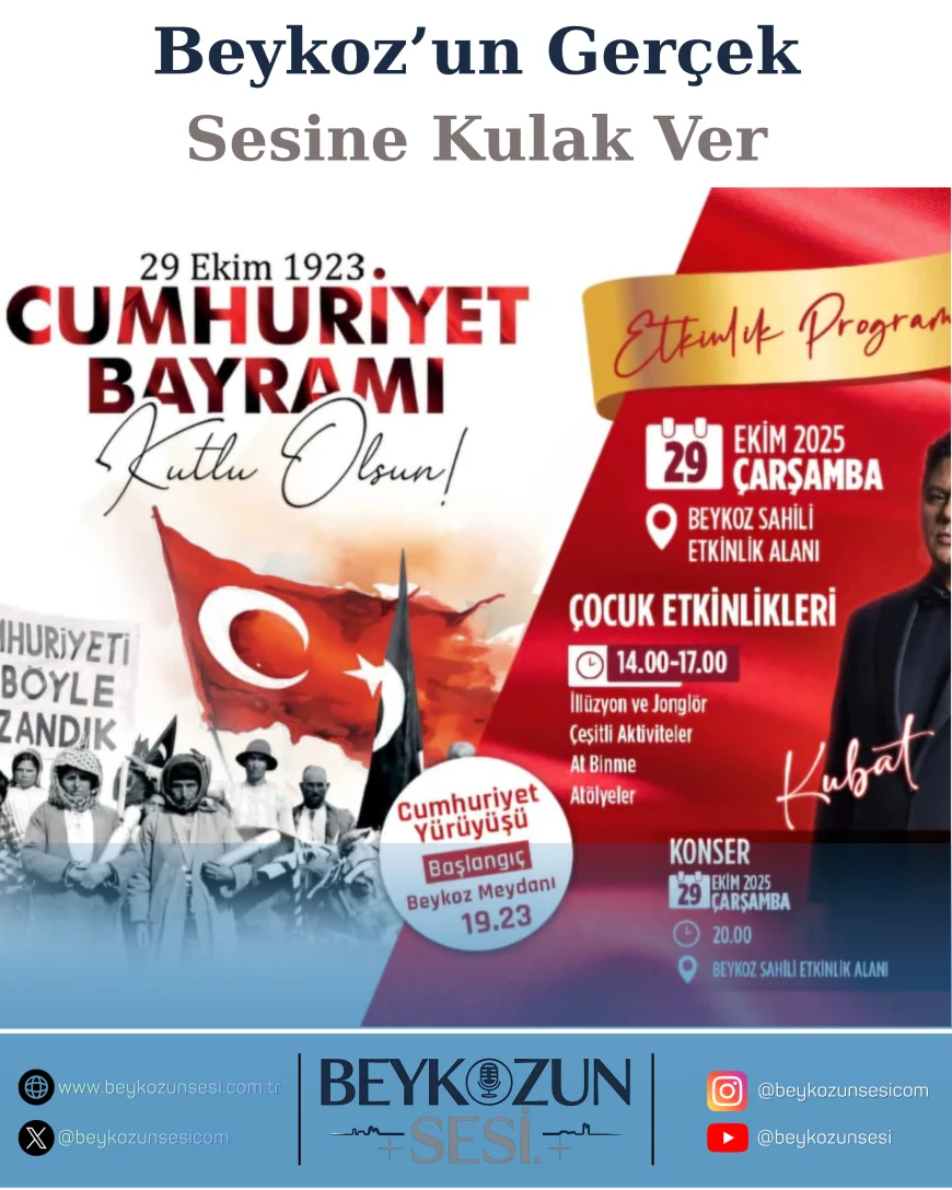 Beykoz Belediyesi’nden 29 Ekim Cumhuriyet Bayramı Kutlaması: Çocuk Etkinlikleri, Yürüyüş ve Kubat Konseriyle Coşkulu Program