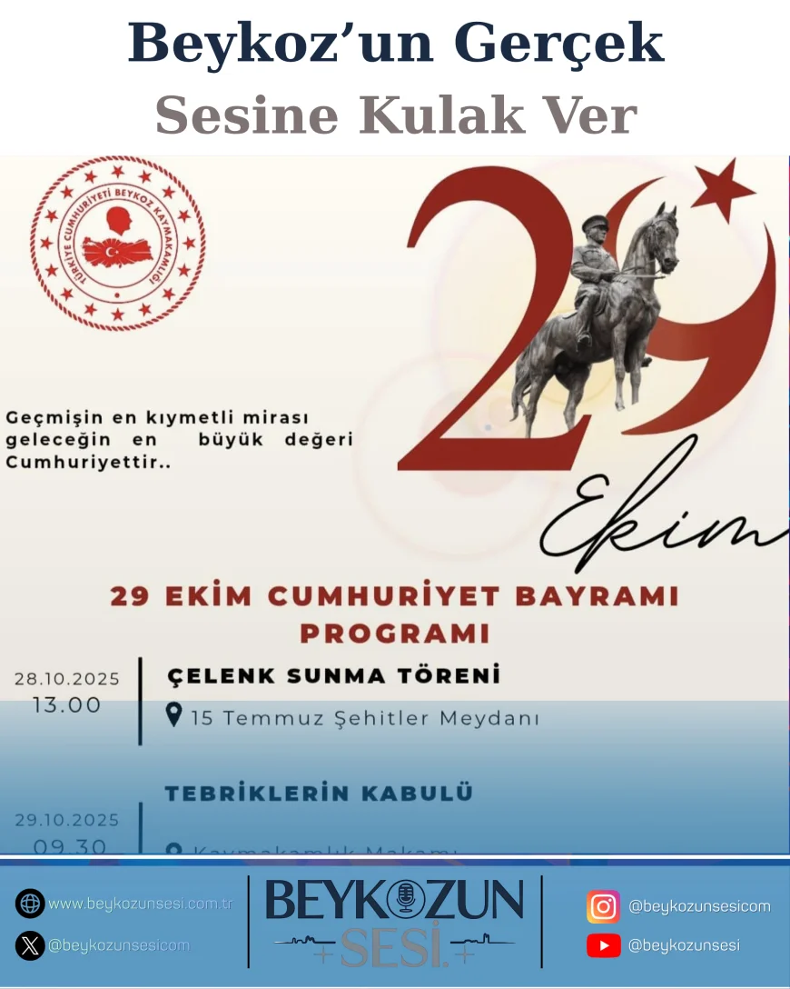 Beykoz’da 29 Ekim Coşkusu: Cumhuriyet Bayramı Kutlamaları Çelenk Sunma, Tören ve Etkinliklerle Gerçekleşecek