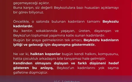 Cumhuriyet Halk Partisi Beykoz İlçe Başkanlığı’ndan Beykoz Kent Konseyi Kadın Meclisi Seçimlerine İlişkin Açıklama