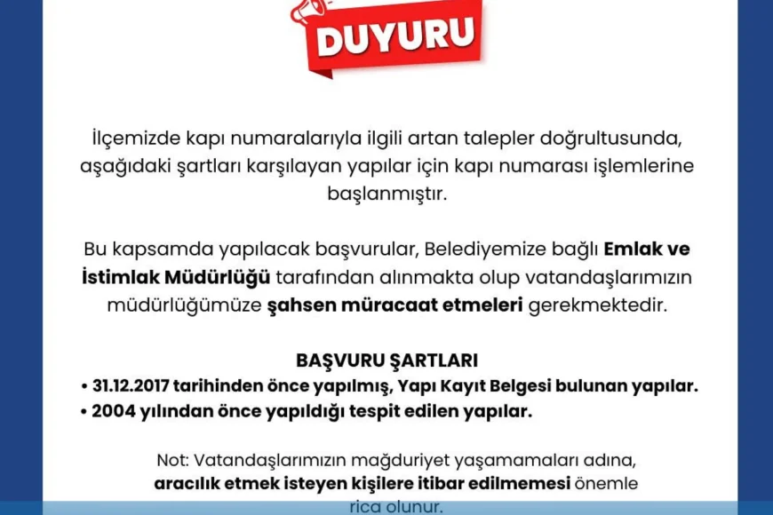 Beykoz Belediyesi Kapı Numarası İşlemlerini Yeniden Başlattı: Başvurular Emlak ve İstimlak Müdürlüğü Üzerinden Şahsen Alınacak