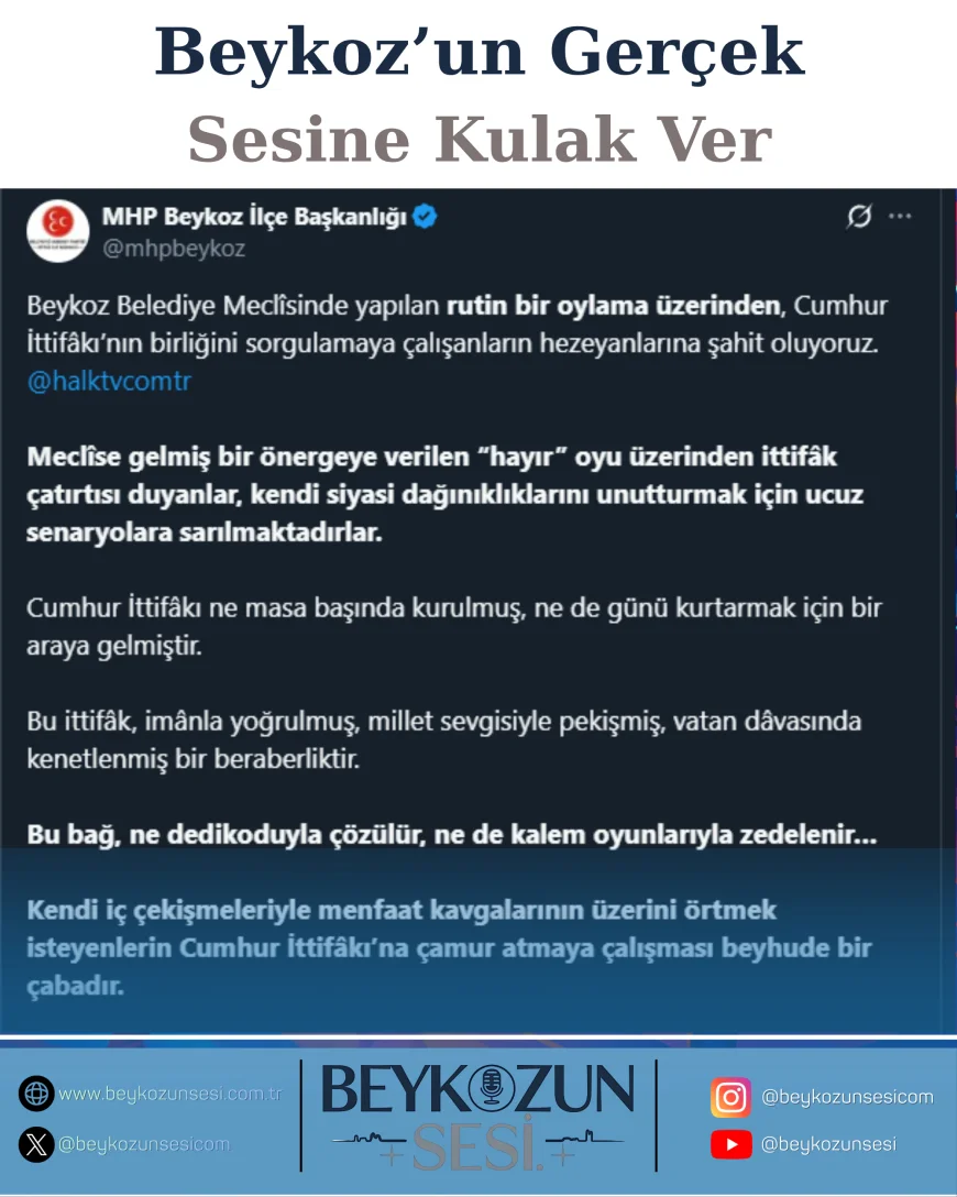 MHP Beykoz İlçe Başkanlığı: “Cumhur İttifakı İmanla Yoğrulmuş, Millet Sevgisiyle Pekişmiş Bir Beraberliktir”