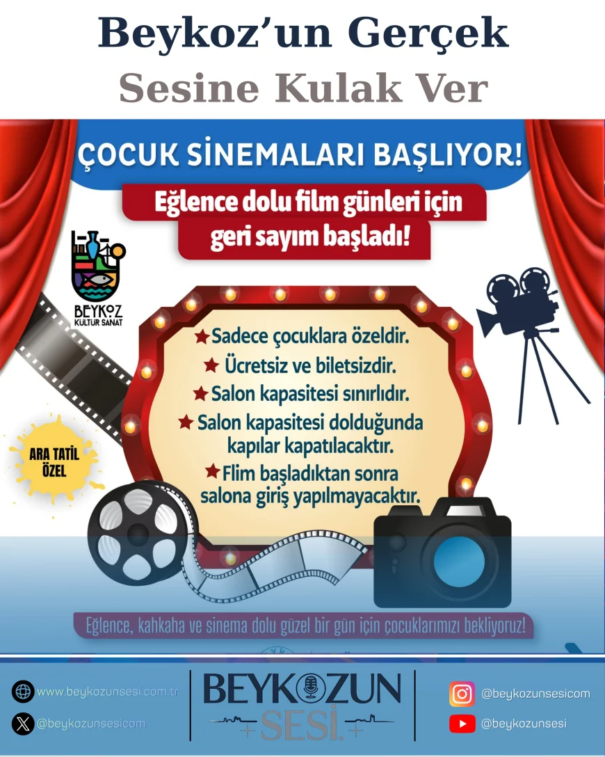 Beykoz Belediyesi Ara Tatilde Miniklere Ücretsiz Sinema Şenliği Sunuyor