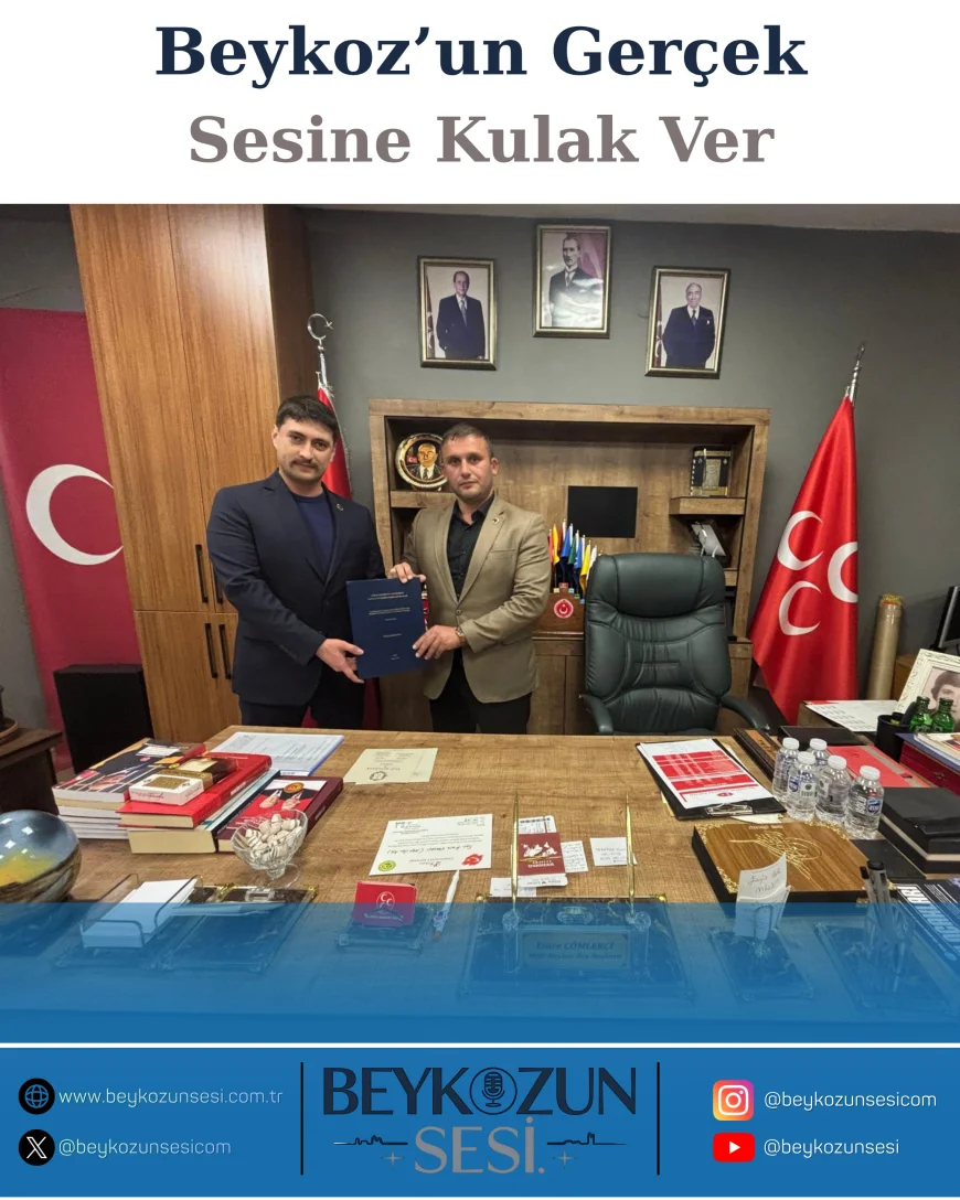 MHP Beykoz İlçe Teşkilatında Ömer Faruk İnce Akademik Tezini Başkan Emre Çömlekçi’ye Takdim Ederek Teşkilat Kütüphanesine Hediye Etti