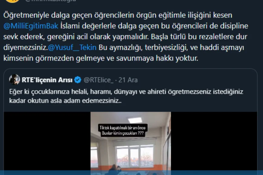 Muharrem Kaşıtoğlu’ndan Milli Eğitim Bakanlığı’na çağrı: “İslami değerlerle dalga geçenlere de gereği yapılmalı”