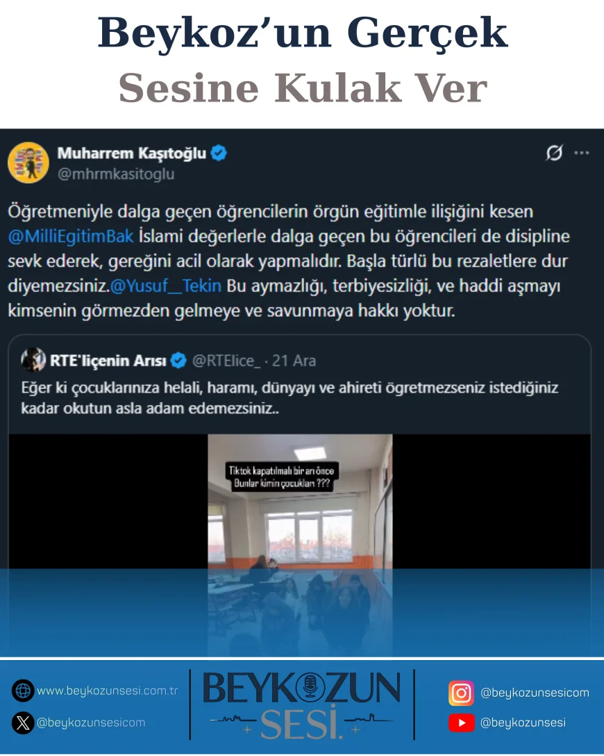 Muharrem Kaşıtoğlu’ndan Milli Eğitim Bakanlığı’na çağrı: “İslami değerlerle dalga geçenlere de gereği yapılmalı”