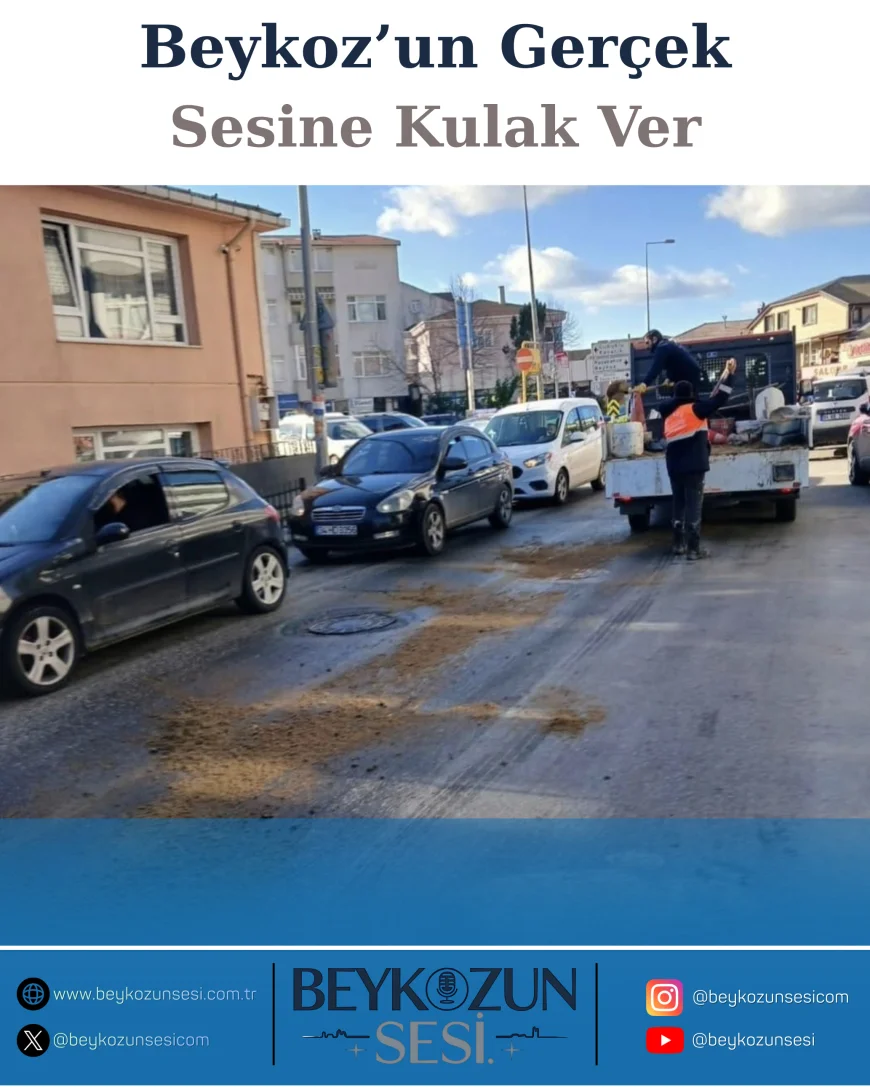 Beykoz Belediyesi Soğuksu Mahallesi’nde Buzlanmaya Karşı Kumlama Çalışmalarını Artırdı