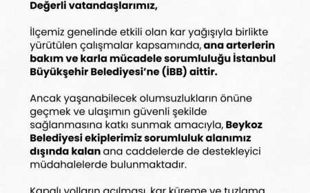 Beykoz Belediyesi Karla Mücadelede Sahada: Ana Arterlerin Sorumluluğu İBB’ye Ait