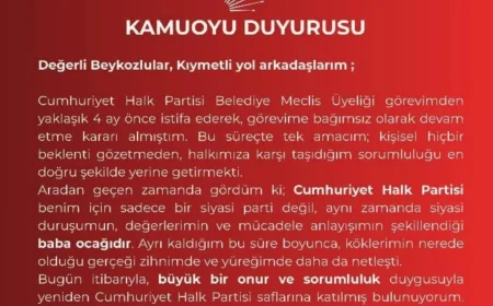 CHP Beykoz Belediye Meclis Üyesi Murat Uzun: “Bu Bir Makam Değil, Değerler Dönüşüdür”