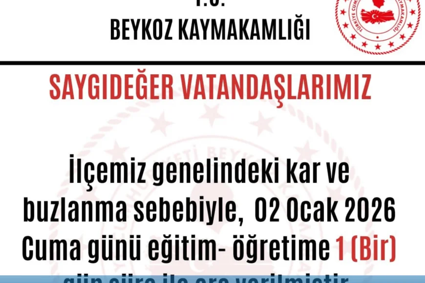 Beykoz’da Kar ve Buzlanma Nedeniyle Eğitime Ara: Kaymakamlık 2 Ocak İçin Kararı Duyurdu