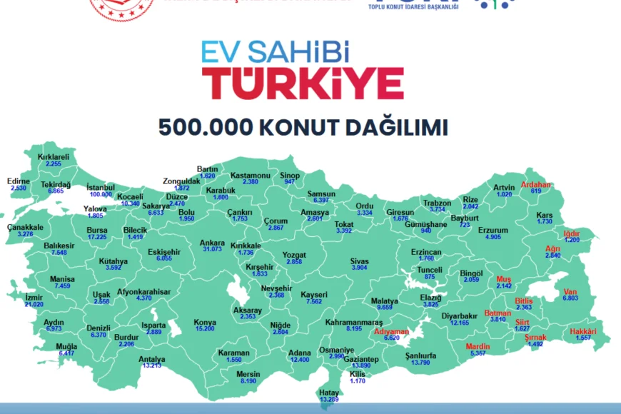 500 Bin Konutluk TOKİ Projesinde Türkiye Genelinde 81 İlin Konut Sayıları Netleşti