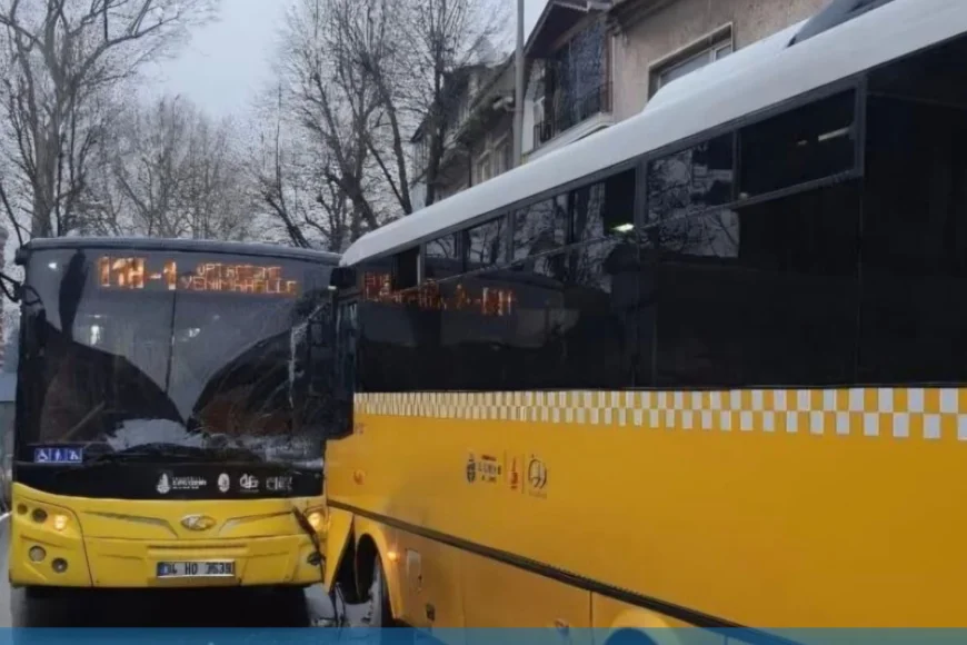 Beykoz Yalıköy’de Çayır Caddesi’nde İETT Otobüsleri Kafa Kafaya Çarpıştı 7 Kişi Yaralandı