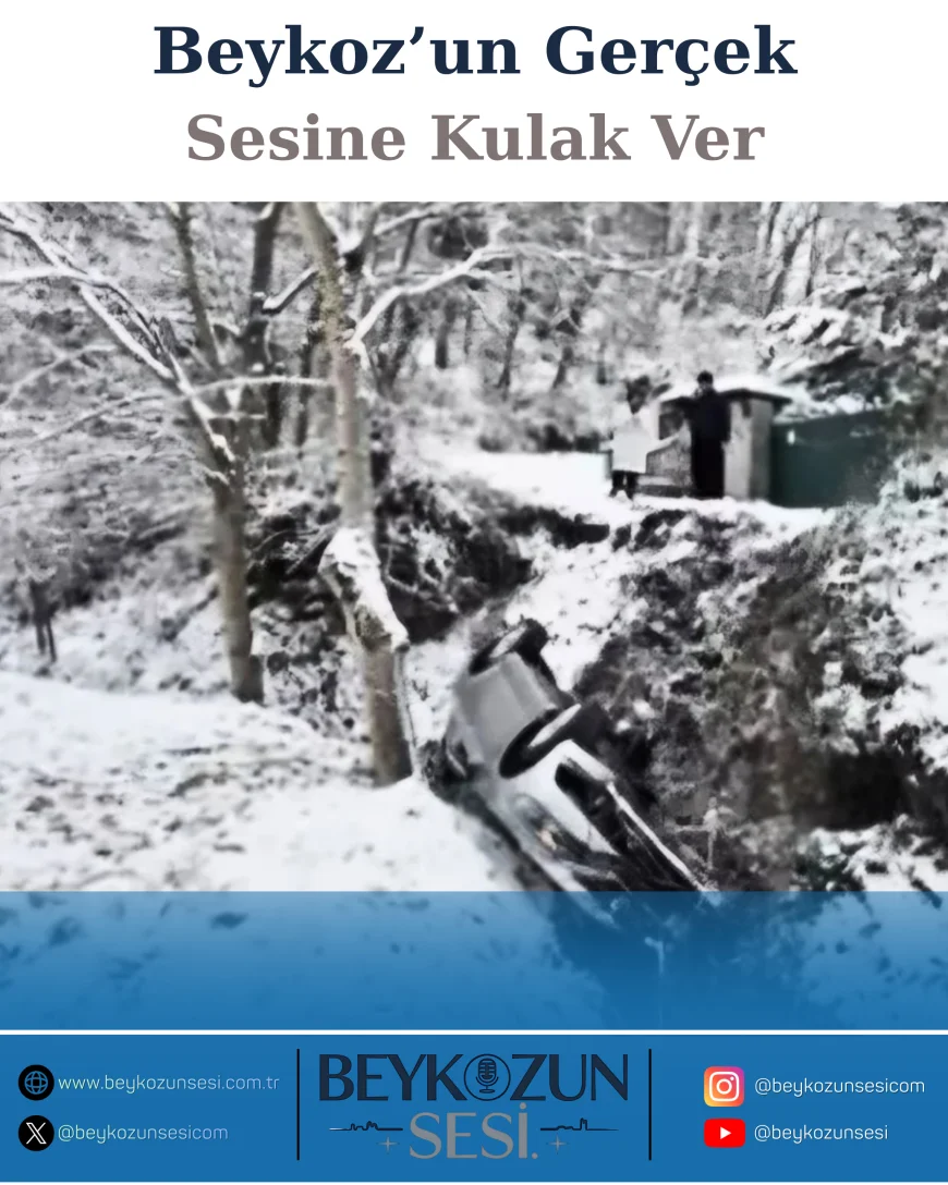 Beykoz’da Yoğun Kar Yağışı Kazaya Yol Açtı: Otomobil Dereye Uçtu, 3 Kişi Yaralandı