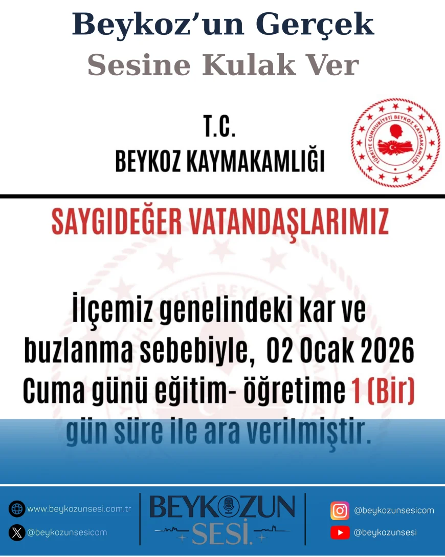 Beykoz’da Kar ve Buzlanma Nedeniyle Eğitime Ara: Kaymakamlık 2 Ocak İçin Kararı Duyurdu