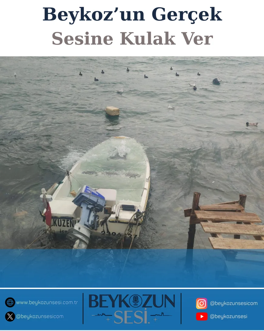 Beykoz Sahilinde Kuvvetli Fırtına Etkili Oldu: Bağlı Bulunan Bot Öğle Saatlerinde Battı