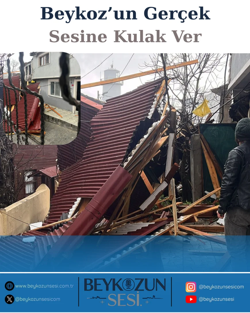 Anadolu Feneri Köyü’nde şiddetli fırtına etkili oldu: Bir evin çatısı yerinden koparak sokağa savruldu
