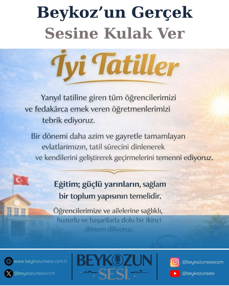 Anahtar Parti Beykoz İlçe Başkanı Onur Kaya’dan Yarıyıl Tatiline Giren Öğrenci ve Öğretmenlere Mesaj